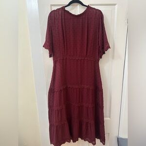 LULUS burgundy midi dress